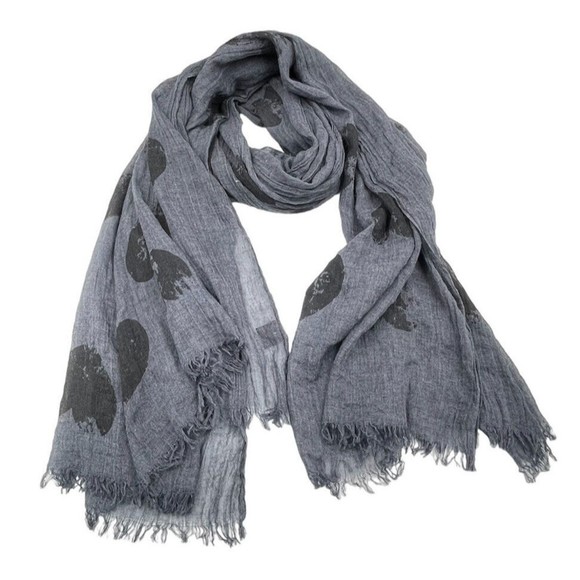 Unisex Fringe Scarf Gray Cotton Viscose Long Rectangular 72 in X 40 in - Picture 1 of 11